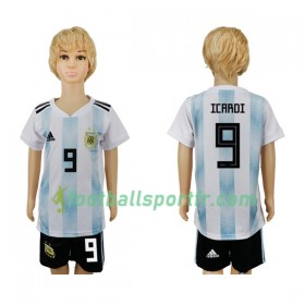 Tenue Argentine Icardi 9 Enfant Domicile Coupe du monde 2018 Maillot de Foot